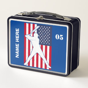 Personalisierte Vintage Baseballnummer Metall Brotdose