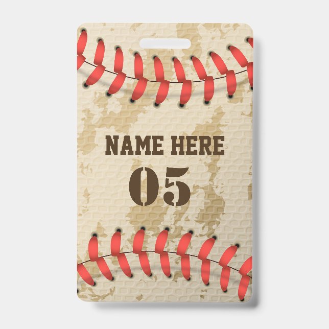 Personalisierte Vintage Baseballnummer Retro Ausweis (Vorderseite)