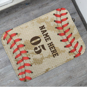Personalisierte Vintage Baseballnummer Retro Badematte