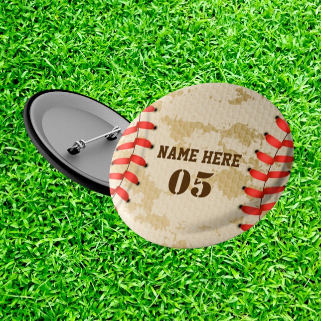 Personalisierte Vintage Baseballnummer Retro Button (Von Creator hochgeladen)