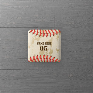 Personalisierte Vintage Baseballnummer Retro Button