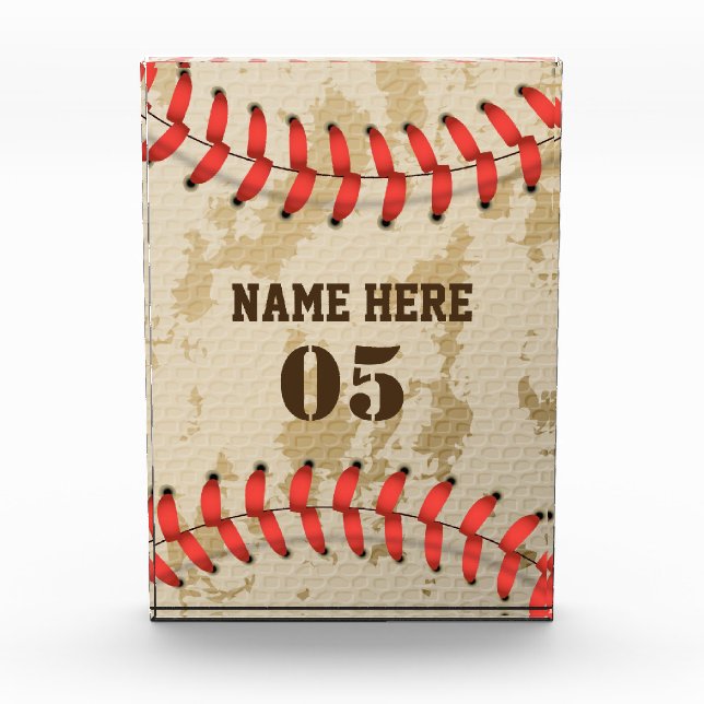 Personalisierte Vintage Baseballnummer Retro Fotoblock (Vorderseite)