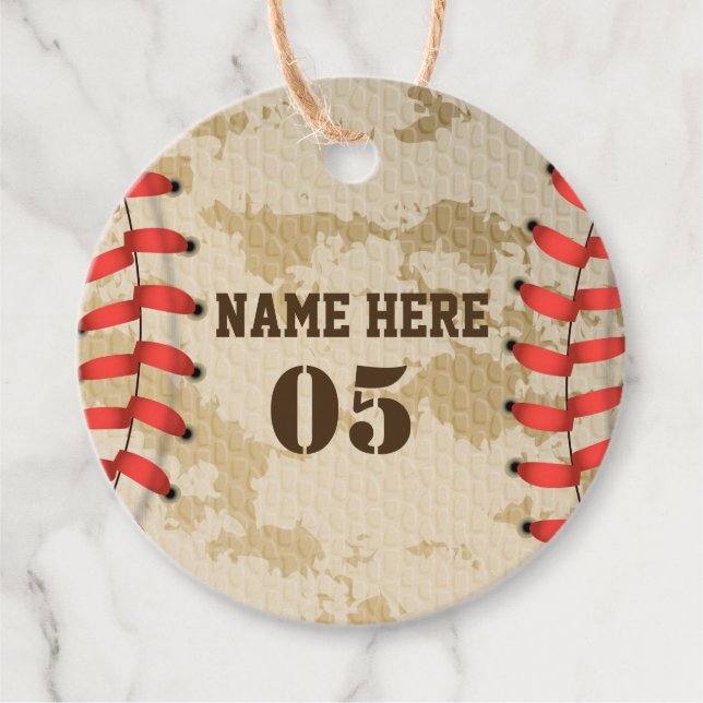 Personalisierte Vintage Baseballnummer Retro Geschenkanhänger (Vorderseite)