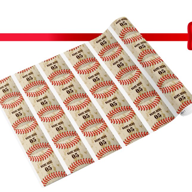 Personalisierte Vintage Baseballnummer Retro Geschenkpapier (Von Creator hochgeladen)