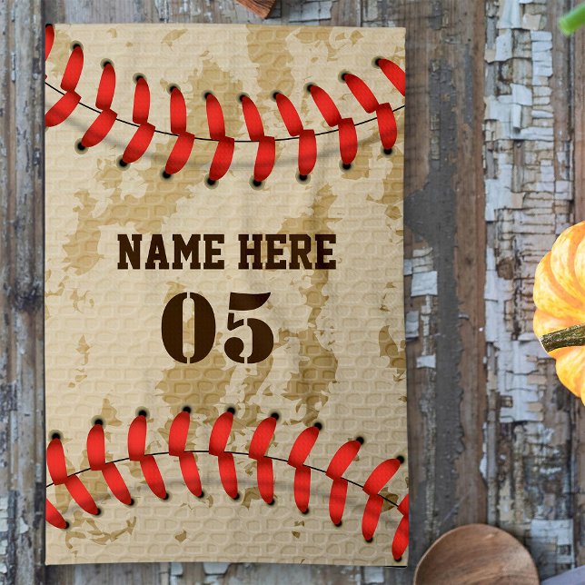 Personalisierte Vintage Baseballnummer Retro Geschirrtuch (Von Creator hochgeladen)