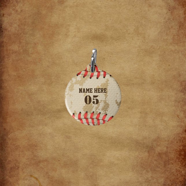 Personalisierte Vintage Baseballnummer Retro Haustiermarke (Von Creator hochgeladen)