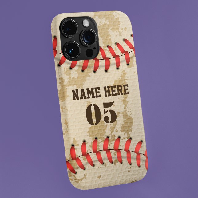 Personalisierte Vintage Baseballnummer Retro iPhone Hülle (Von Creator hochgeladen)