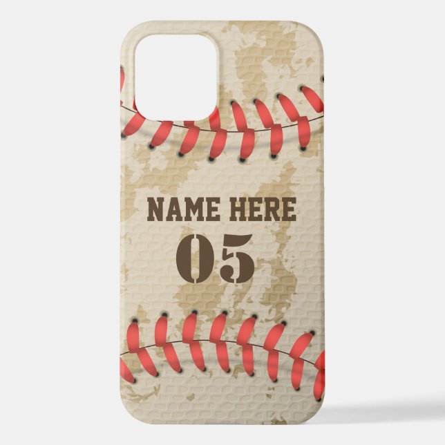 Personalisierte Vintage Baseballnummer Retro iPhone Hülle (Rückseite)