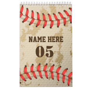 Personalisierte Vintage Baseballnummer Retro Kalender