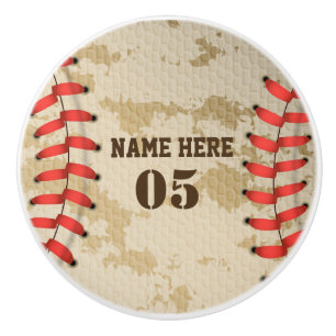 Personalisierte Vintage Baseballnummer Retro Keramikknauf
