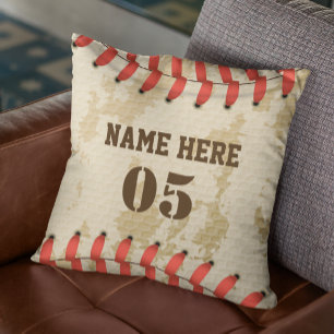 Personalisierte Vintage Baseballnummer Retro Kissen