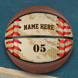 Personalisierte Vintage Baseballnummer Retro Mini Basketball