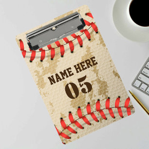 Personalisierte Vintage Baseballnummer Retro Mini Klemmbrett