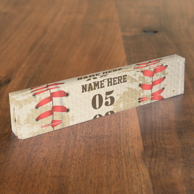 Personalisierte Vintage Baseballnummer Retro Namensplakette (Seite)
