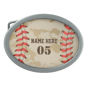 Personalisierte Vintage Baseballnummer Retro Ovale Gürtelschnalle