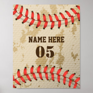 Personalisierte Vintage Baseballnummer Retro Poster