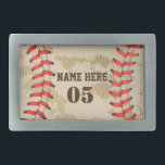 Personalisierte Vintage Baseballnummer Retro Rechteckige Gürtelschnalle<br><div class="desc">Personalisiertes Vintages Retro-Design mit Baseball-Namen kann gut für Sie sein,  wenn Sie Baseball Liebe. Oder es könnte ein großartiges Geschenk für diejenigen sein,  die Baseball Lieben haben.</div>
