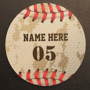 Personalisierte Vintage Baseballnummer Retro Runder Aufkleber