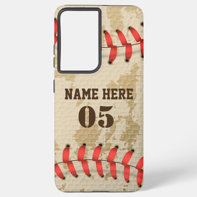 Personalisierte Vintage Baseballnummer Retro Samsung Galaxy Hülle (Rückseite)
