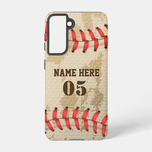 Personalisierte Vintage Baseballnummer Retro Samsung Galaxy Hülle (Rückseite)