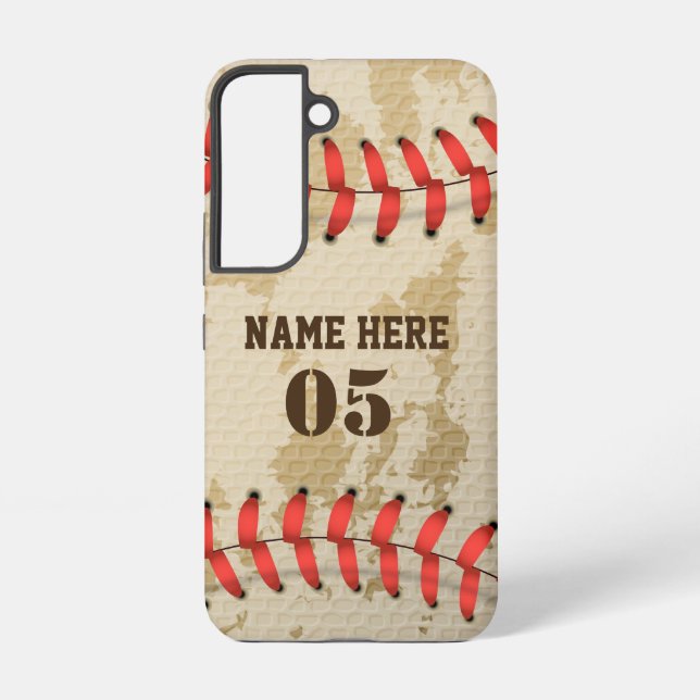 Personalisierte Vintage Baseballnummer Retro Samsung Galaxy Hülle (Rückseite)