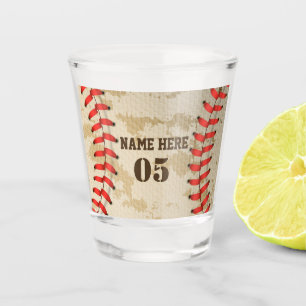 Personalisierte Vintage Baseballnummer Retro Schnapsglas