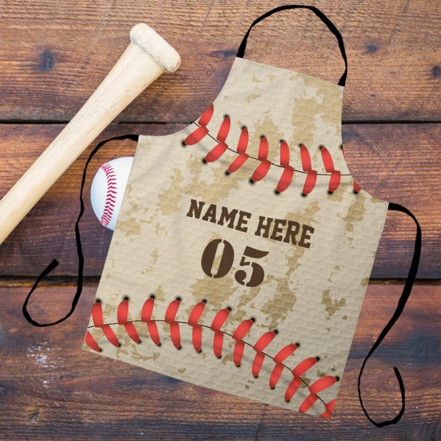 Personalisierte Vintage Baseballnummer Retro Schürze (Von Creator hochgeladen)
