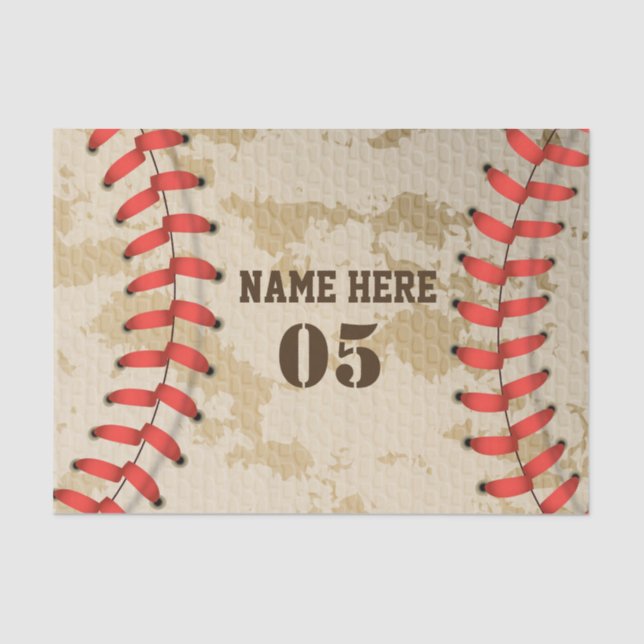 Personalisierte Vintage Baseballnummer Retro Seidenpapier (Vorderseite)