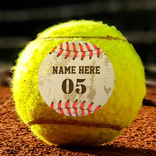 Personalisierte Vintage Baseballnummer Retro Tennisbälle