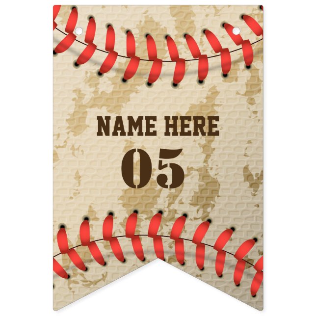 Personalisierte Vintage Baseballnummer Retro Wimpelkette (Erste Fahne)