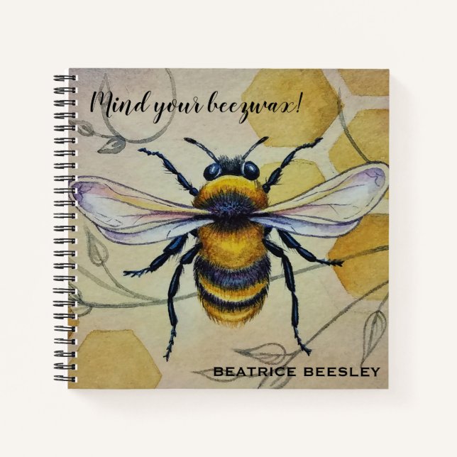 Personalisierte Vintage Biene Nr. 1 und Honeycomb  Notizbuch (Vorderseite)