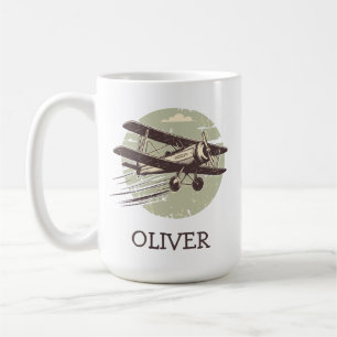 Personalisierte Vintage Biplane Kaffeetasse