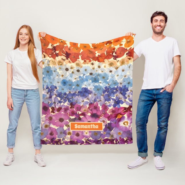 Personalisierte Vintage Blume Ombre Fleecedecke (Beispiel)