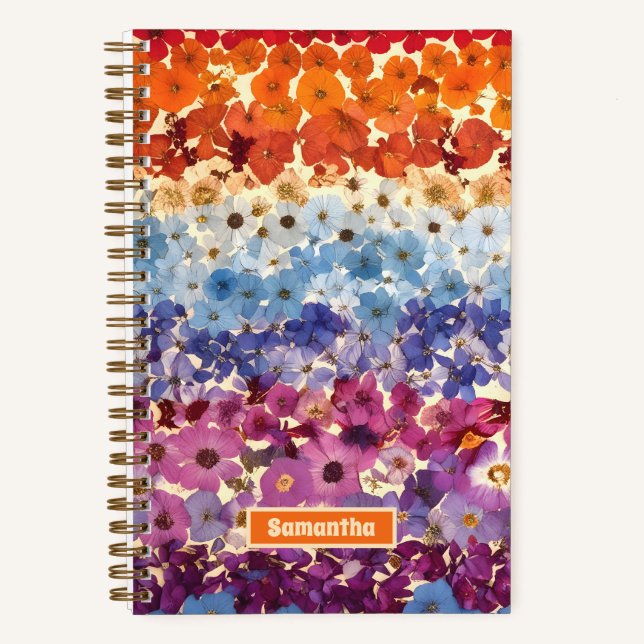 Personalisierte Vintage Blume Ombre Journal Notizbuch (Vorderseite)