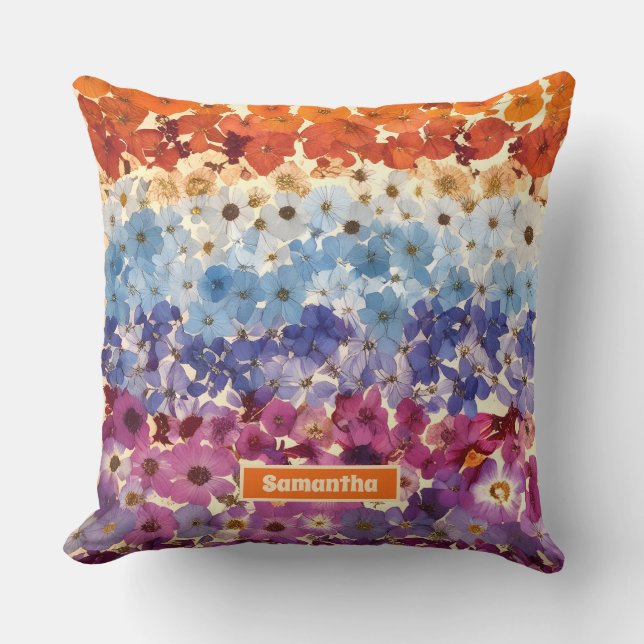 Personalisierte Vintage Blume Ombre Kissen (Vorderseite)