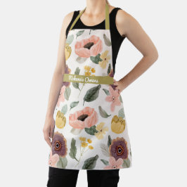 Personalisierte Vintage Blumenblüten Lila & gelb Schürze