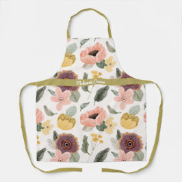Personalisierte Vintage Blumenblüten Lila & gelb Schürze