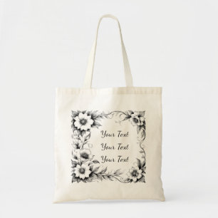 Personalisierte Vintage-Blumenrahmen-Tasche Tragetasche