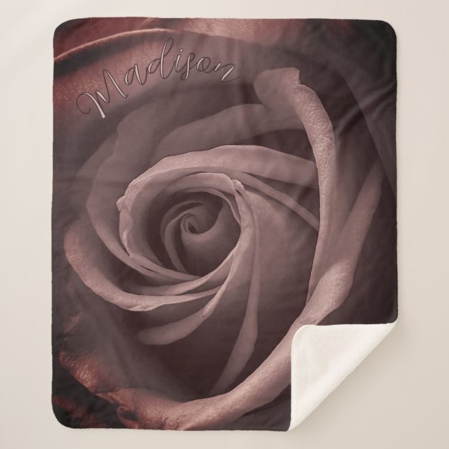 Personalisierte Vintage Blush-Rose Sherpadecke (Vorderseite)