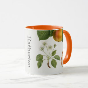 Personalisierte Vintage-Botanik-Birnenblütenfrucht Tasse