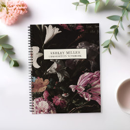 Personalisierte Vintage botanische Blume Notizbuch