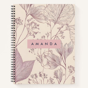 Personalisierte Vintage-Botanische Blumenillustrat Notizbuch