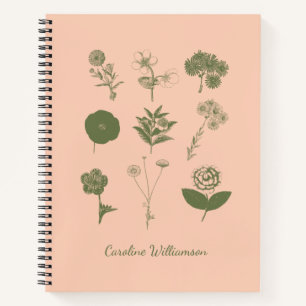 Personalisierte Vintage botanische Illustration Notizbuch