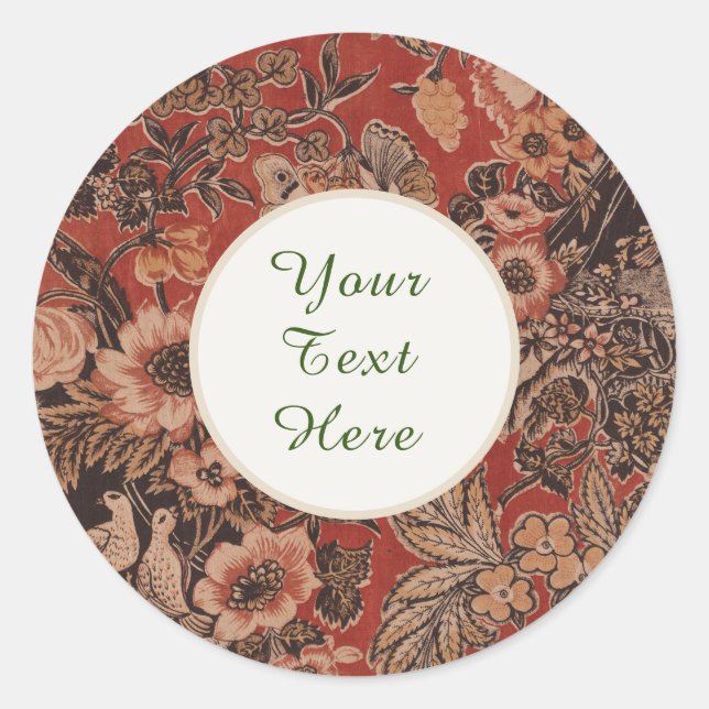 Personalisierte Vintage botanische Viktorianische  Runder Aufkleber (Vorderseite)