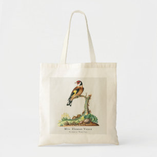 Personalisierte Vintage-Botanische-Vogel-Lehrkraft Tragetasche