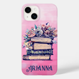 Personalisierte Vintage Bücher und Rose Case-Mate iPhone 14 Hülle