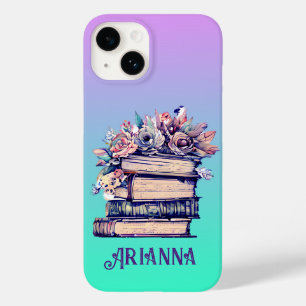 Personalisierte Vintage Bücher und Rose Case-Mate iPhone 14 Hülle