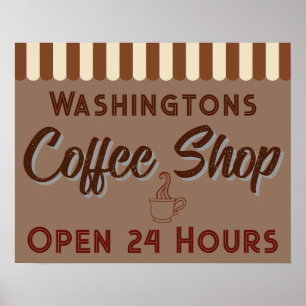 Personalisierte Vintage-Café-Schild-Kunst Poster