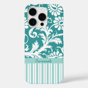 Personalisierte Vintage Damaskus-Änderung aquamari iPhone 16 Pro Hülle