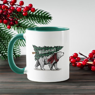 Personalisierte Vintage-Eisbär-Baumlieferung Tasse